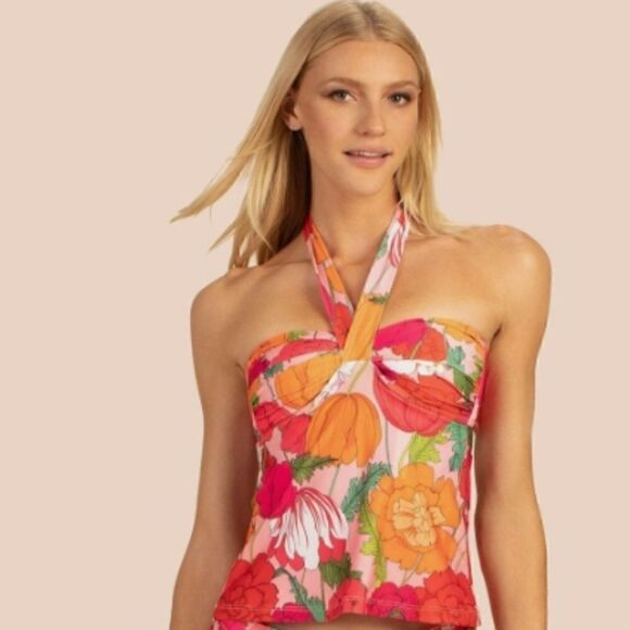 Trina Turk NWT Sunny Bloom Convertible Tankini Size 6 Lightly Padded top only - Picture 2 of 13